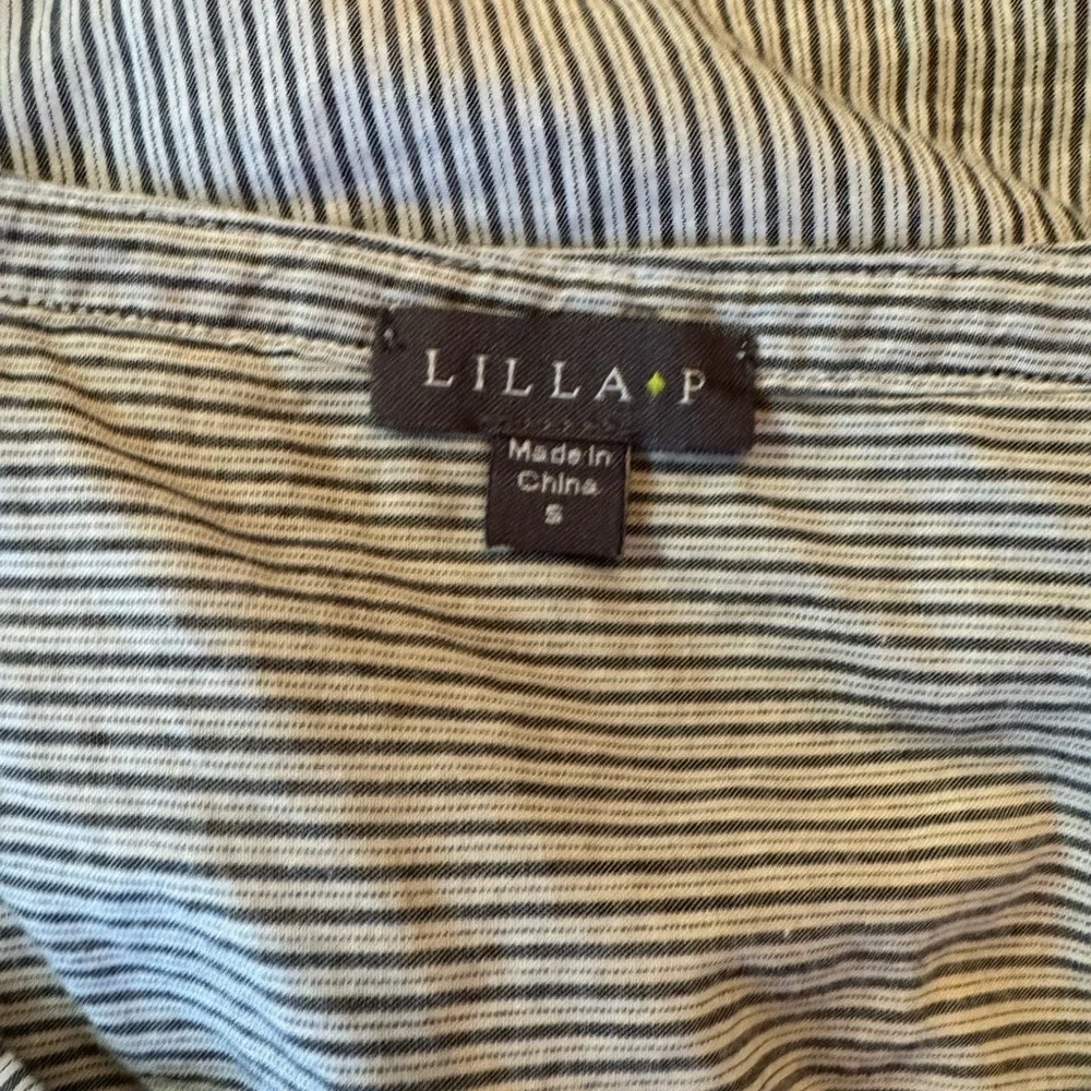 Lilla P Split Neck Striped Sleeveless Lined Cotton Shirt Dress Women’s S Midi - Picture 2 of 14